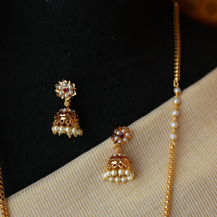 Heritage gold plated gold padakam necklace with earrings HP302