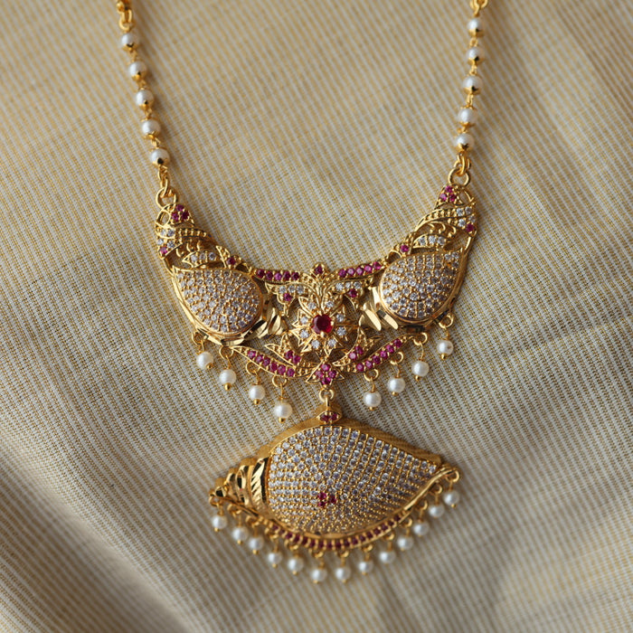 Heritage gold plated gold padakam necklace with earrings HP302