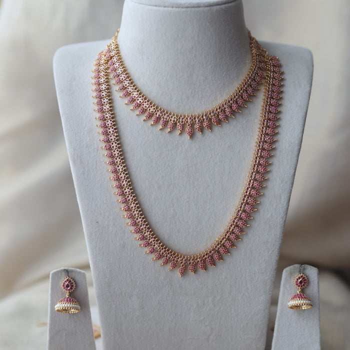 Heritage gold plated long and short necklace with earrings HPS1485
