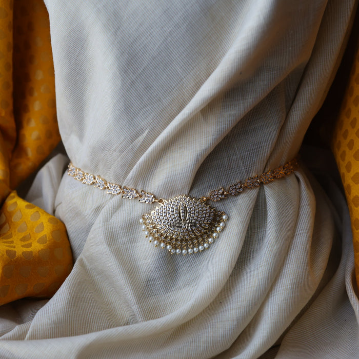 Heritage gold and plated white stone waistchain HW3243