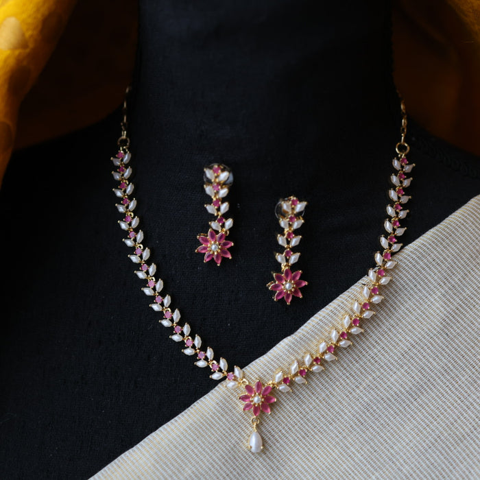 Heritage padmini simple pearl short necklace and earring PAD1233