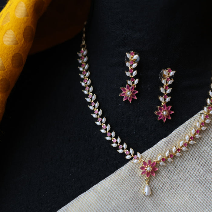 Heritage padmini simple pearl short necklace and earring PAD1233