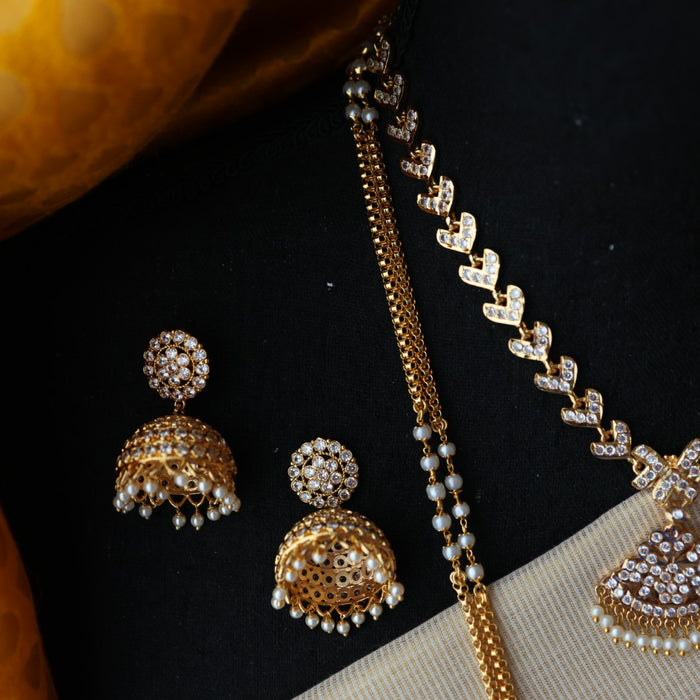Heritage gold plated padakam necklace set with earrings HP692