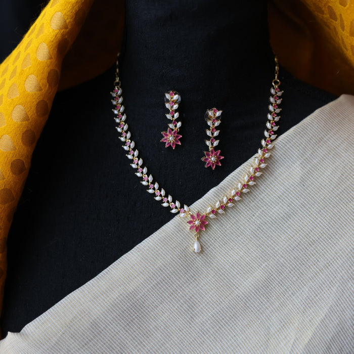 Heritage padmini simple pearl short necklace and earring PAD1233