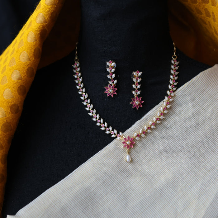 Heritage padmini simple pearl short necklace and earring PAD1233