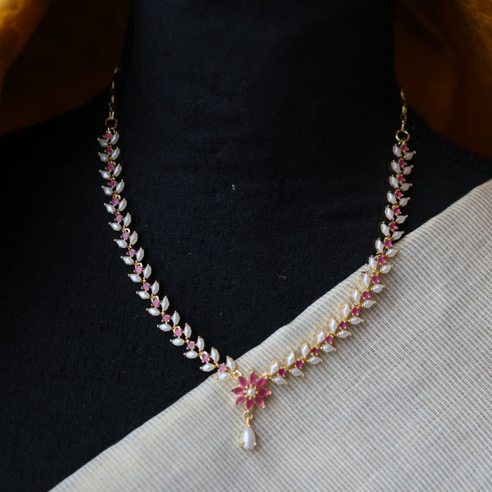 Heritage padmini simple pearl short necklace and earring PAD1233