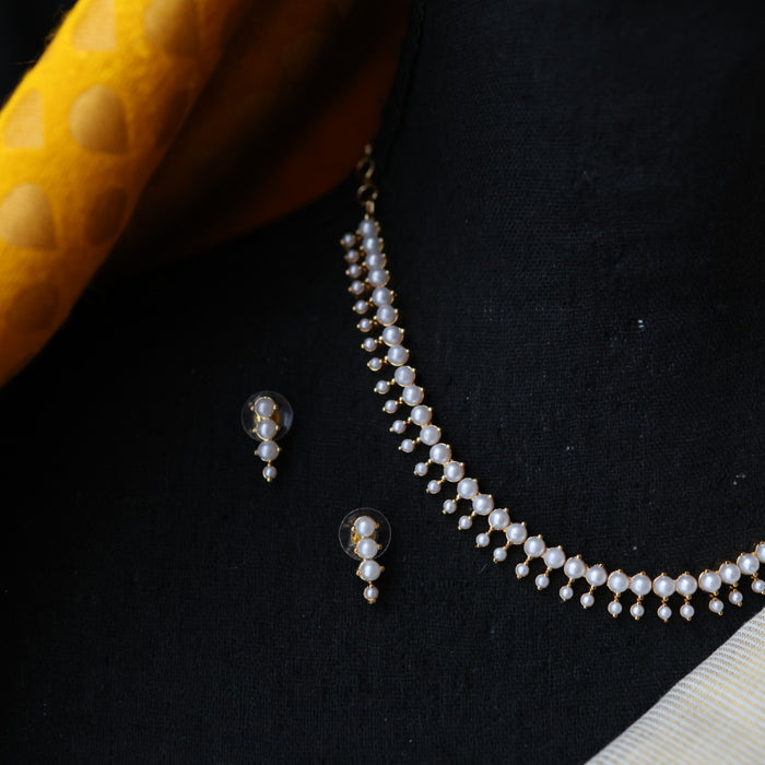 Heritage padmini simple pearl short necklace and earring PAD1237
