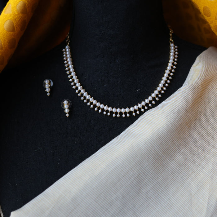 Heritage padmini simple pearl short necklace and earring PAD1237