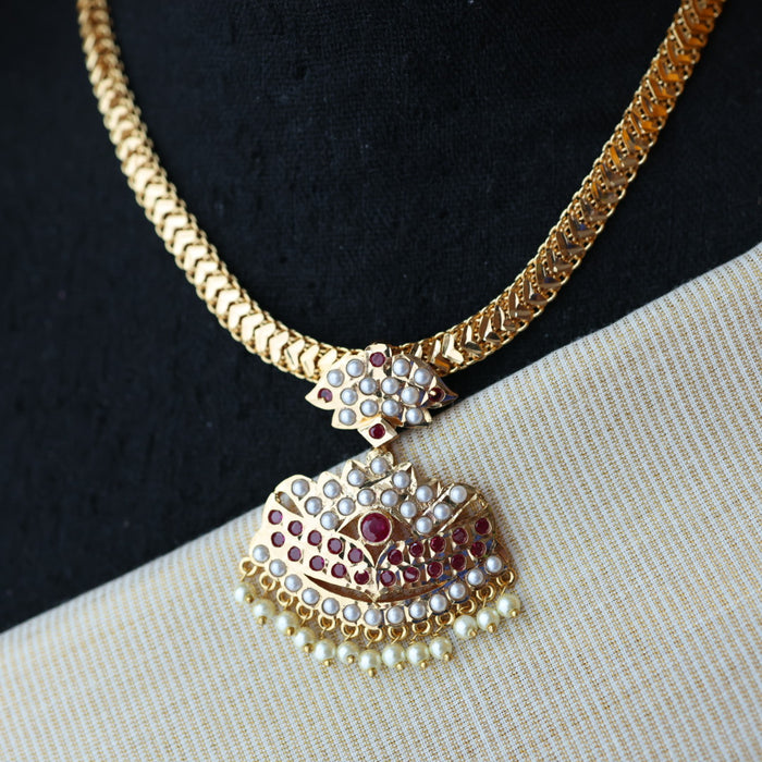 Heritage gold plated short necklace with earrings H6789