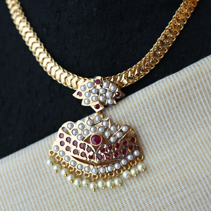 Heritage gold plated short necklace with earrings H6789