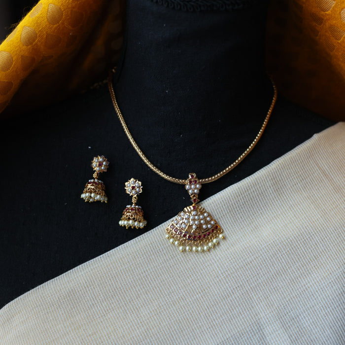Heritage gold plated short necklace with earrings H688