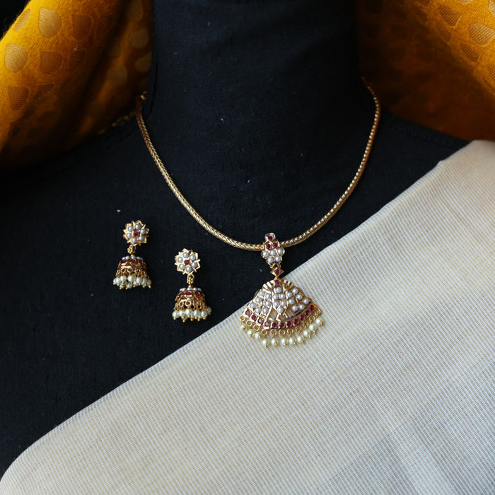 Heritage gold plated short necklace with earrings H688
