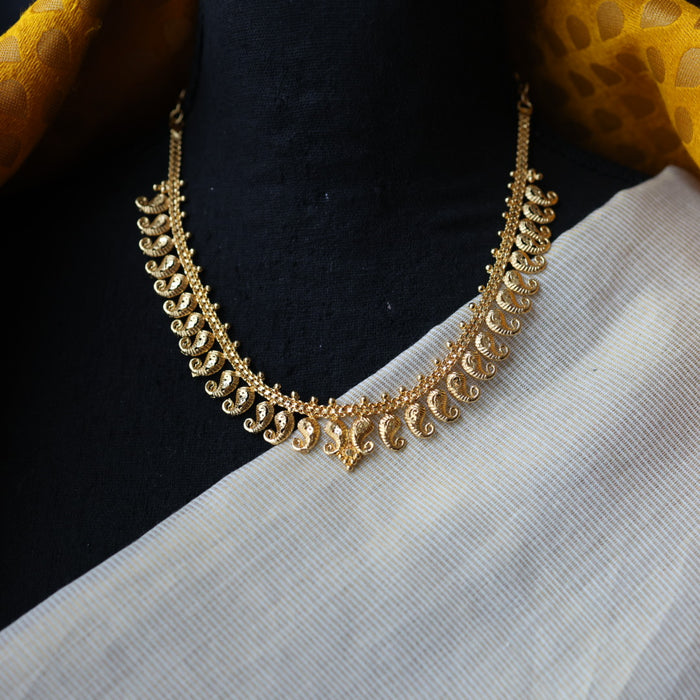 Heritage gold plated mango design short necklace with H432