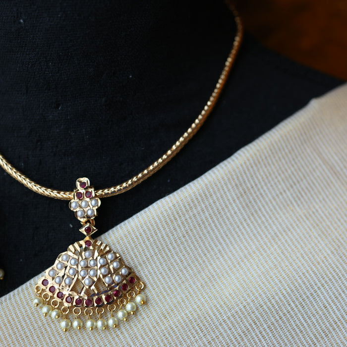 Heritage gold plated short necklace with earrings H688