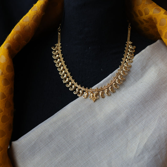 Heritage gold plated mango design short necklace with H432