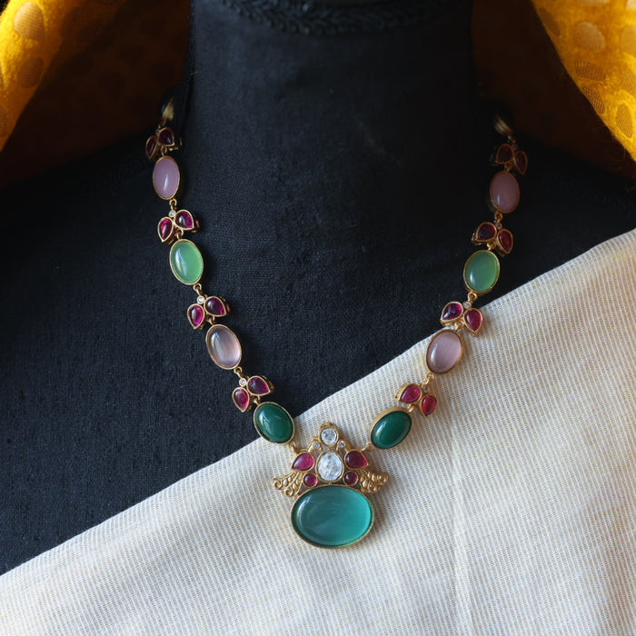 Antique multi stone short necklace with earrings AG578