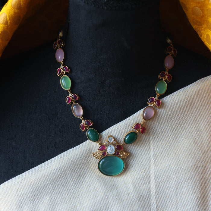 Antique multi stone short necklace with earrings AG578