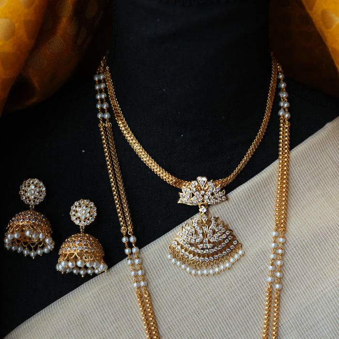 Heritage gold plated padakam necklace set with earrings HP691