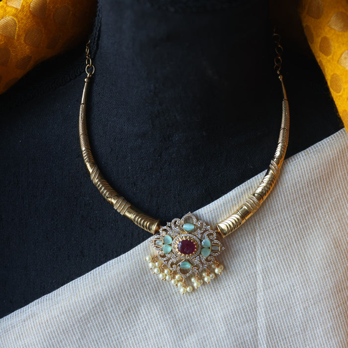 Antique mint stone short necklace with earrings AG5332