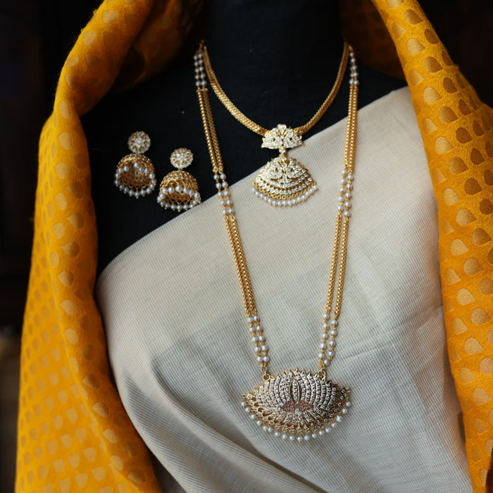 Heritage gold plated padakam necklace set with earrings HP691