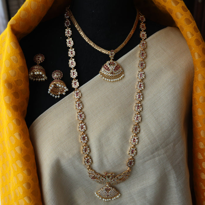 Heritage gold plated padakam necklace set with earrings HP6923
