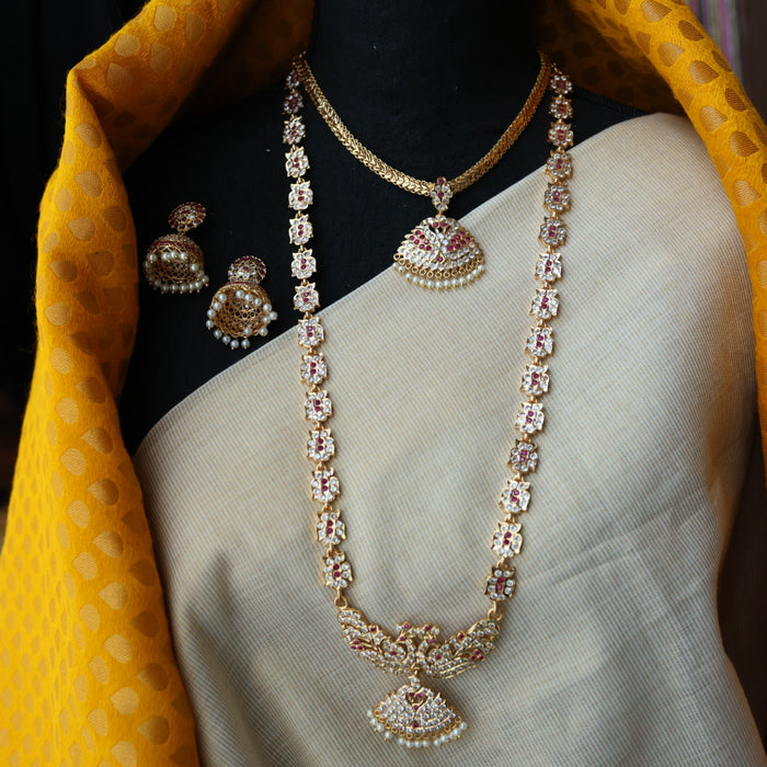Heritage gold plated padakam necklace set with earrings HP6923
