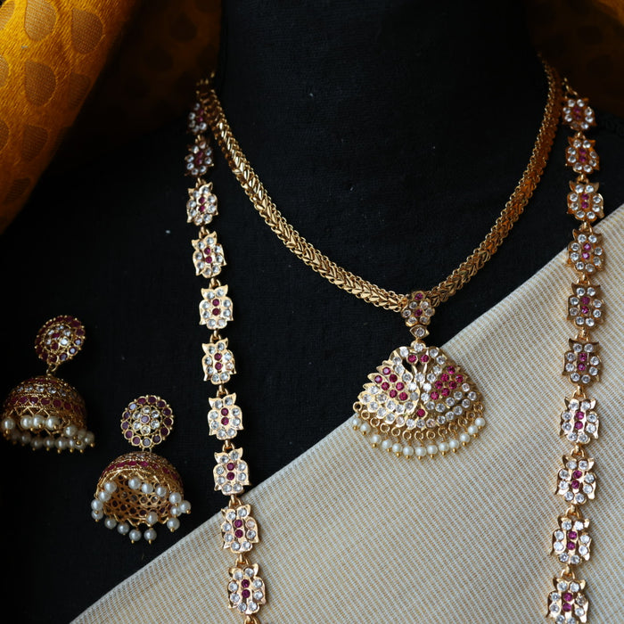 Heritage gold plated padakam necklace set with earrings HP6923