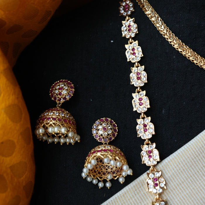 Heritage gold plated padakam necklace set with earrings HP6923