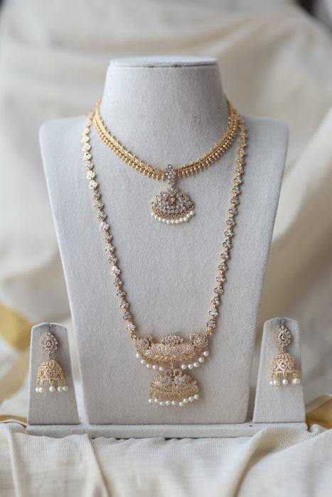 Heritage gold plated short and long padakam set necklace HPS1282