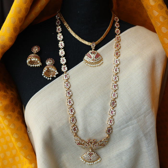 Heritage gold plated padakam necklace set with earrings HP6923