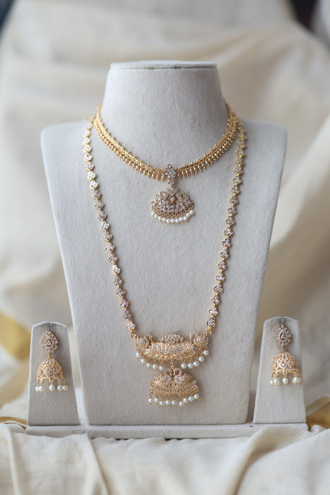 Heritage gold plated short and long padakam set necklace HPS1282