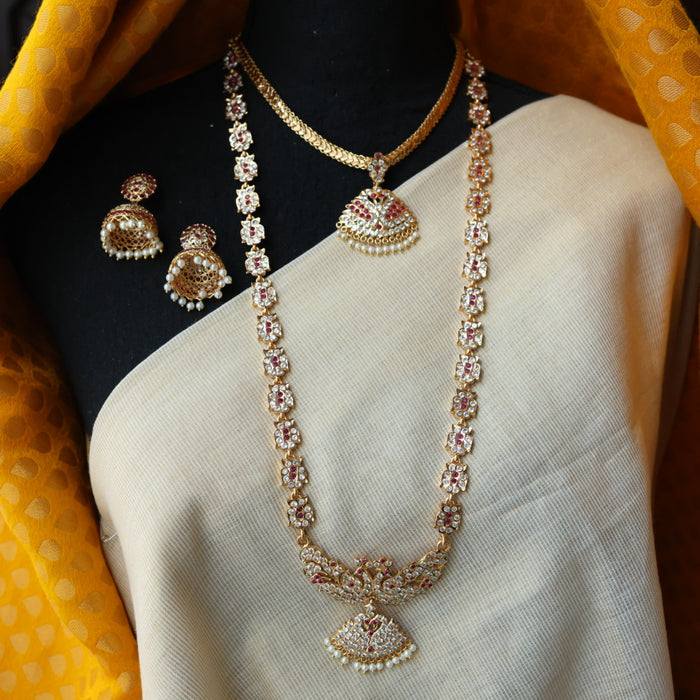 Heritage gold plated padakam necklace set with earrings HP6923