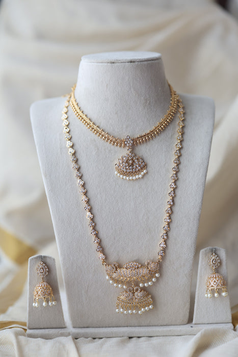 Heritage gold plated short and long padakam set necklace HPS1282