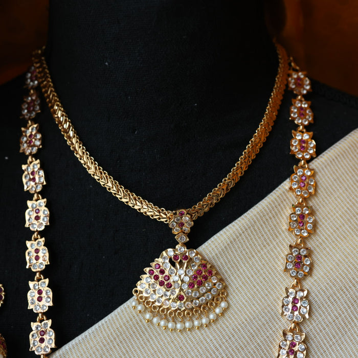 Heritage gold plated padakam necklace set with earrings HP6923