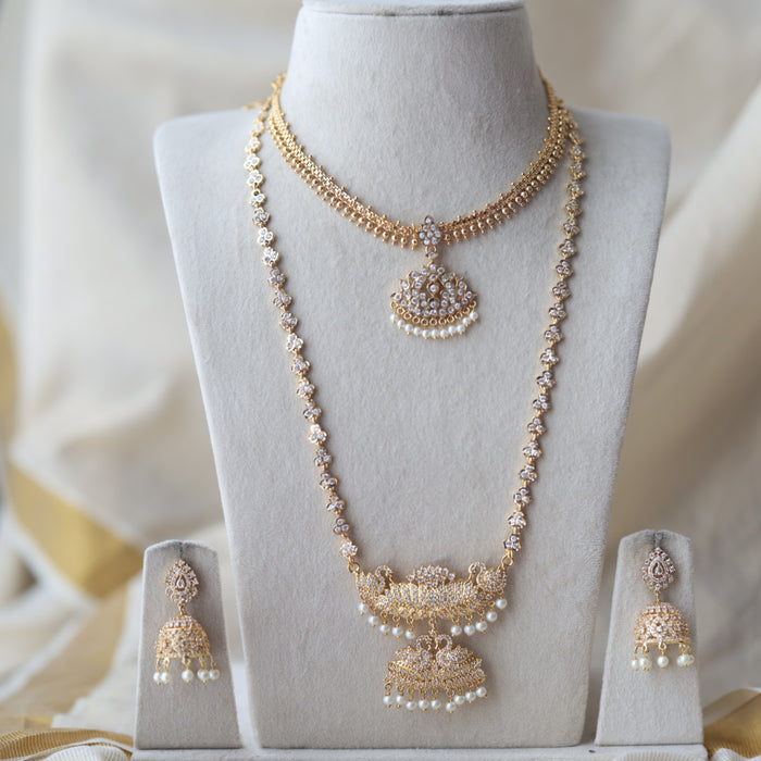 Heritage gold plated short and long padakam set necklace HPS1282