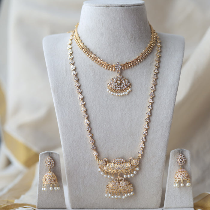 Heritage gold plated short and long padakam set necklace HPS1282