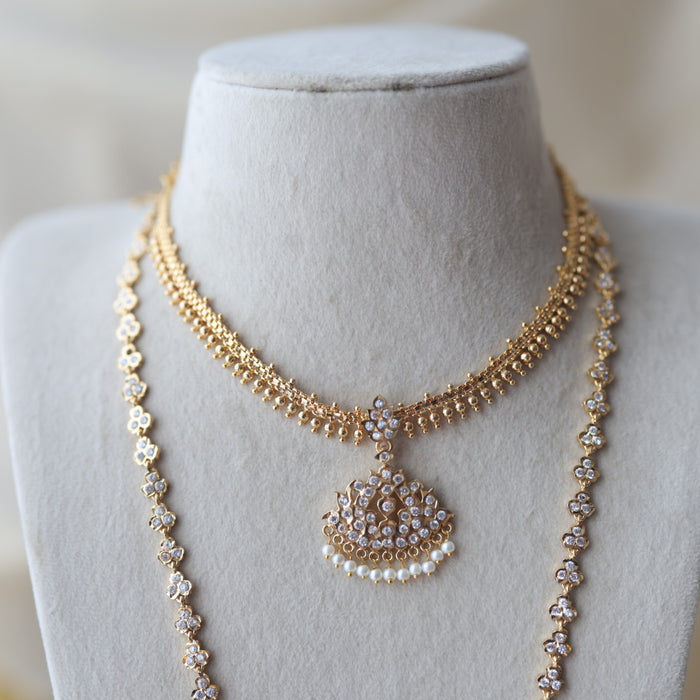 Heritage gold plated short and long padakam set necklace HPS1282