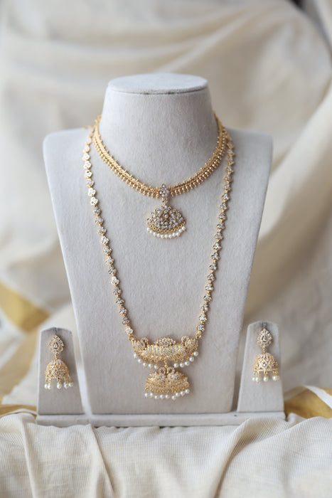 Heritage gold plated short and long padakam set necklace HPS1282