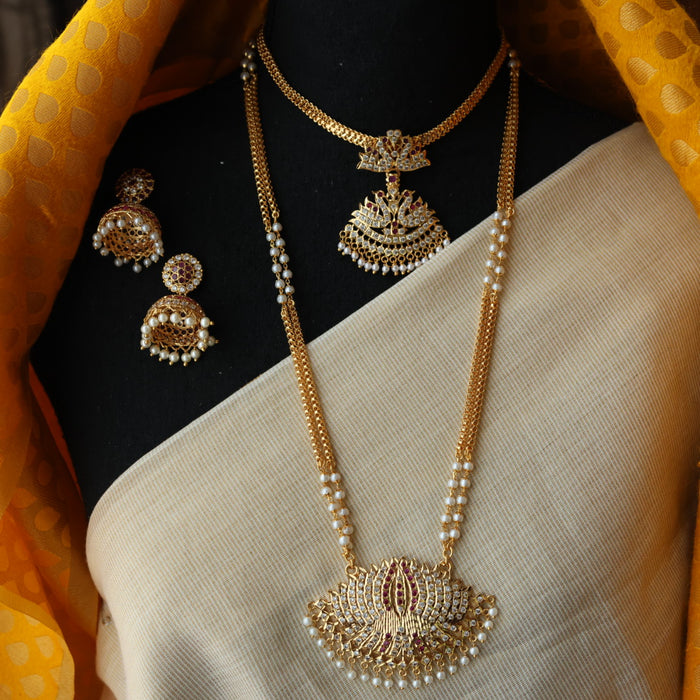 Heritage gold plated padakam necklace set with earrings HP6923