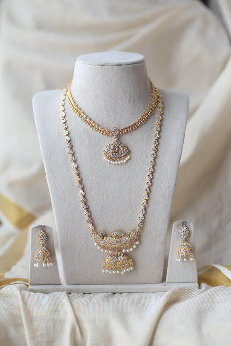 Heritage gold plated short and long padakam set necklace HPS1282