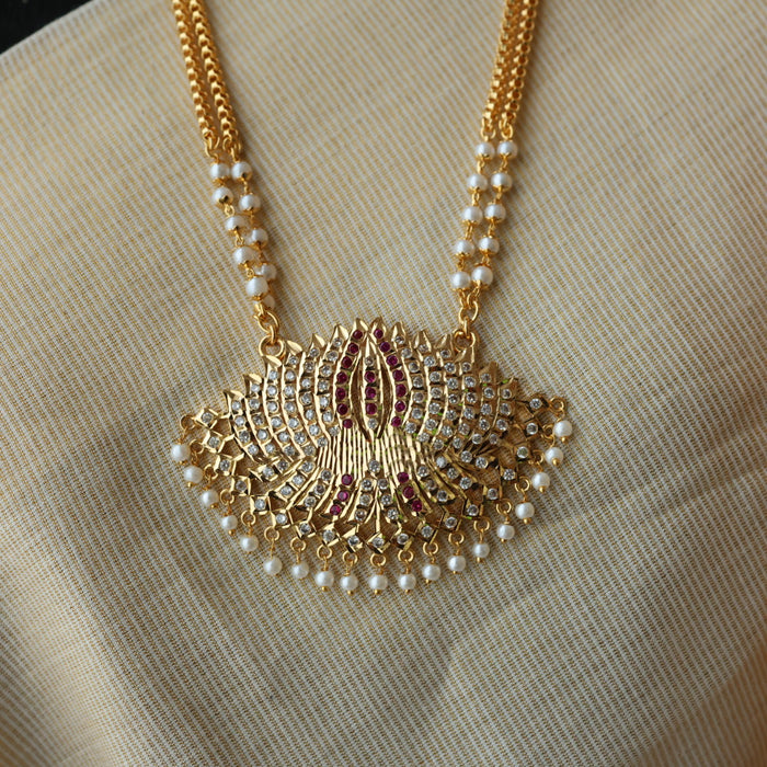 Heritage gold plated padakam necklace set with earrings HP6923