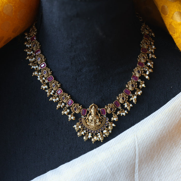 Antique temple design short necklace with earrings SS117860