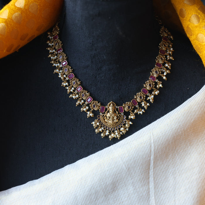 Antique temple design short necklace with earrings SS117860