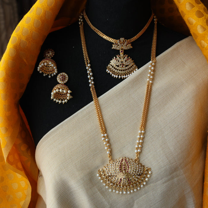 Heritage gold plated padakam necklace set with earrings HP6923