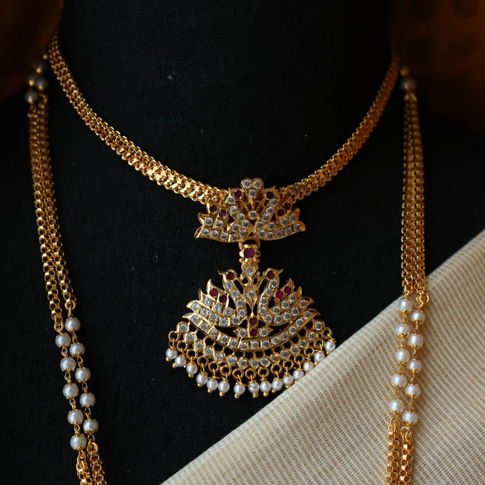 Heritage gold plated padakam necklace set with earrings HP6923