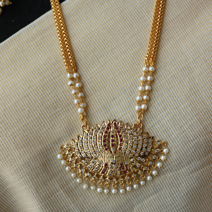 Heritage gold plated padakam necklace set with earrings HP6923