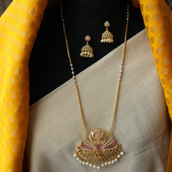 Heritage gold plated padakam necklace with earrings HP6933