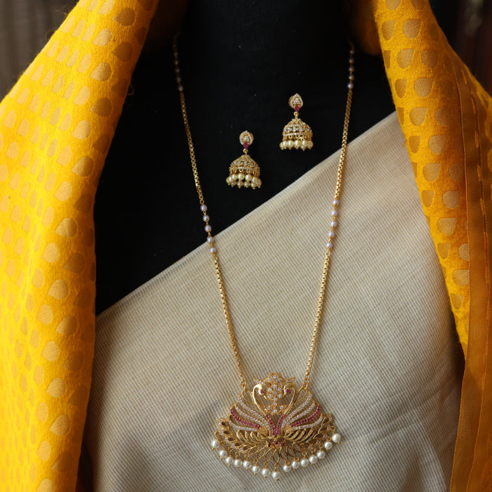 Heritage gold plated padakam necklace with earrings HP6933