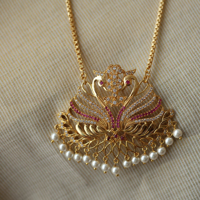Heritage gold plated padakam necklace with earrings HP6933