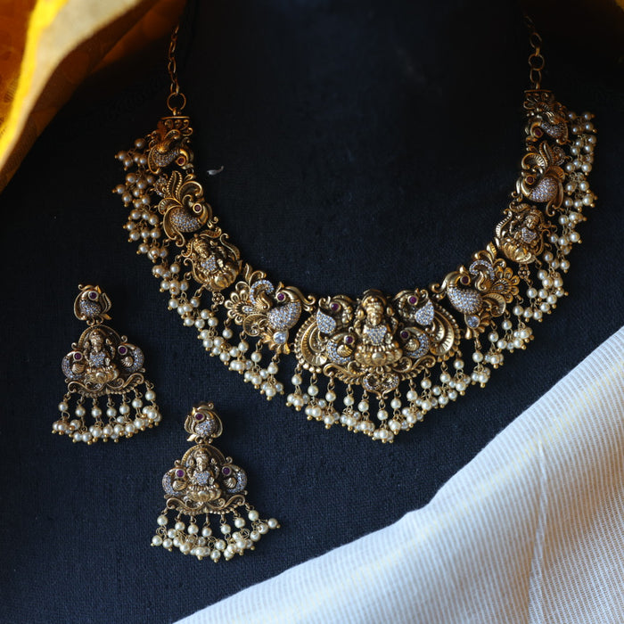 Antique temple design short necklace with earrings SS112567